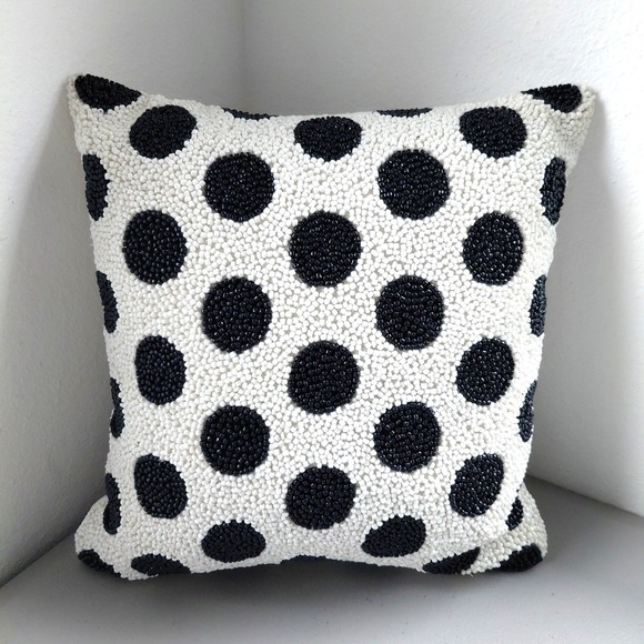 Kate Spade New York X Target Other - Kate Spade New York x Target 12x12 Square Beaded B&W Polka Dot Throw Pillow Toss